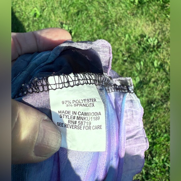 Artisan Purple and Blue Ruffled Short Sleeve Top - Picture 9 of 10